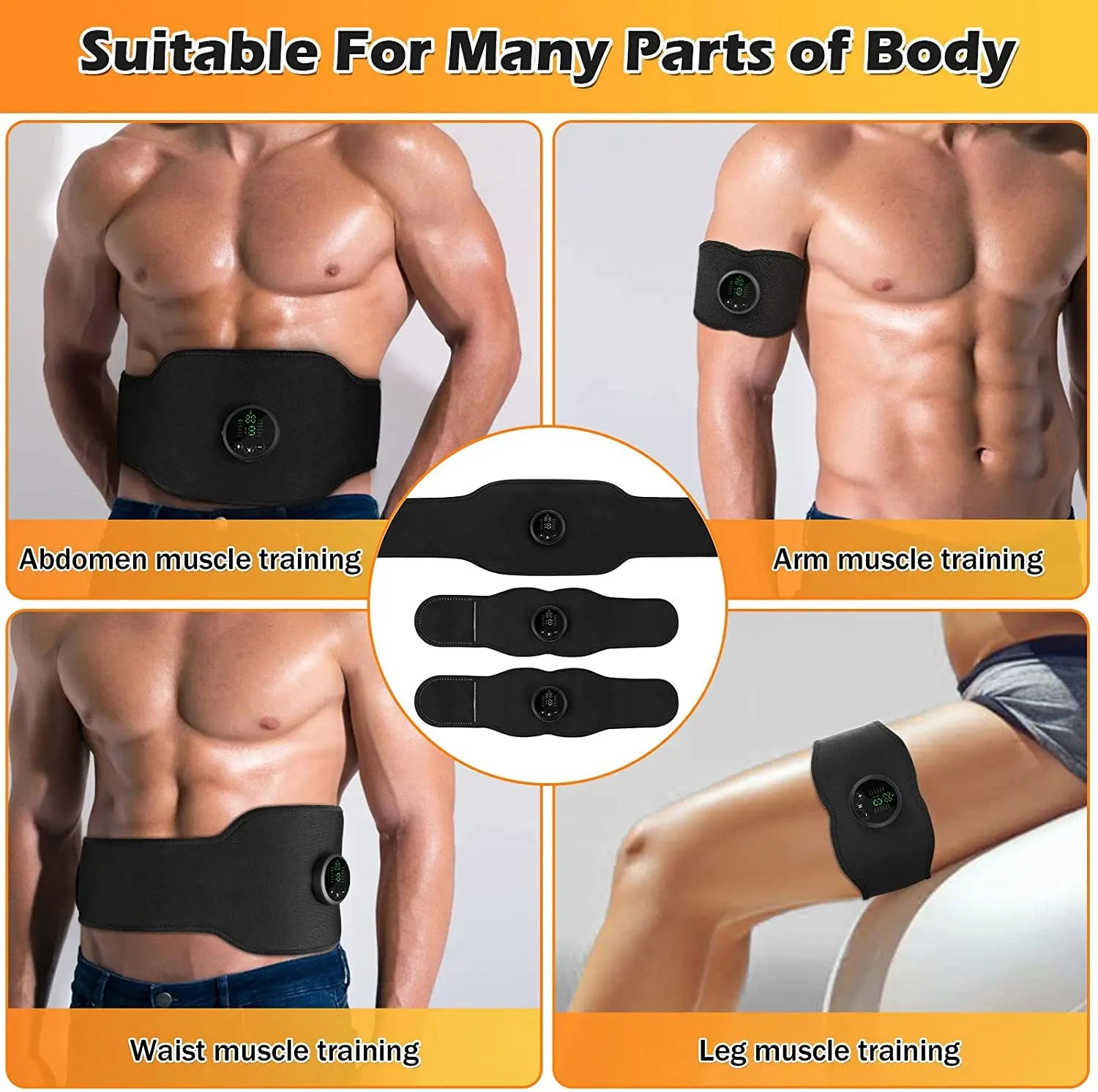 ABS Stimulator Belt Abdominal Toning Belt Portable EMS Muscle Stimulator Machine Home Office Fitness Workout Equipment