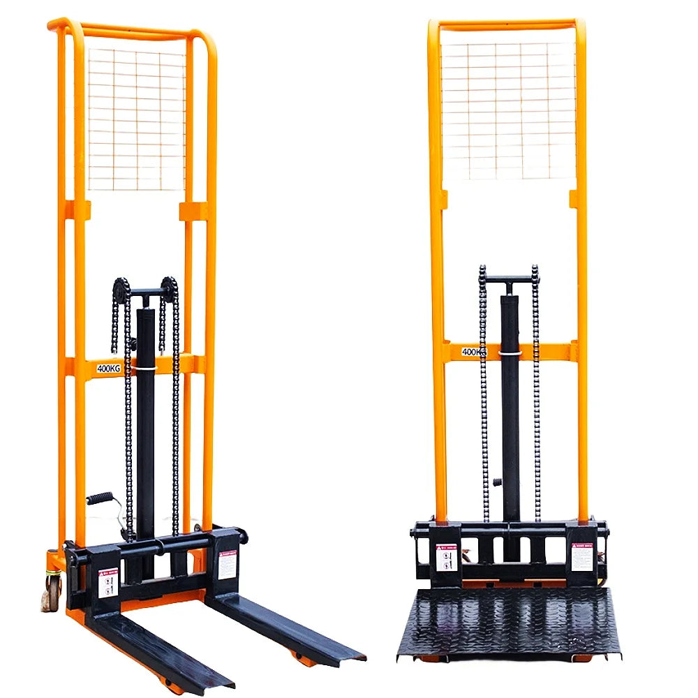 1.2m Micro Forklift Trolley 260kg Dynamic Stacker Car Hydraulic Pallet Driver Manual Wheelbarrow for Small Household Platform