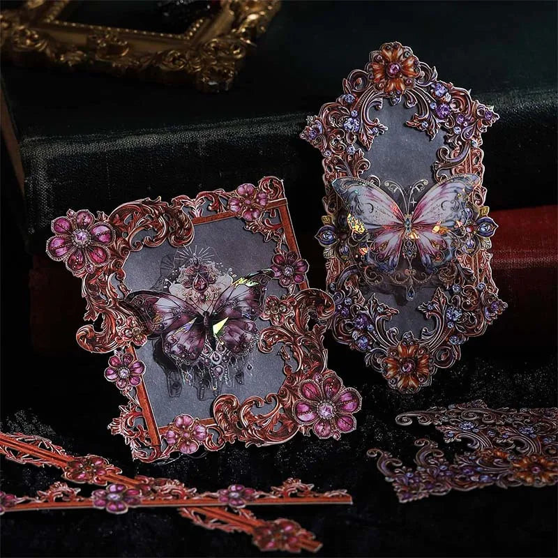 20 Sheets Per Pack of Stickers Glazed Window Series Baroque Style DIY Creative Handbook Material Stickers 6 Models