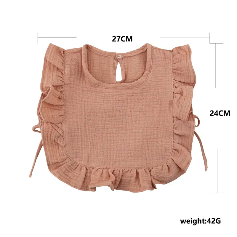 Baby Cotton Bib Crepe Ruffled Bib Saliva Towel Bandana Burp Cloth Girls Babies Accessories Newborn Slabber Absorbent Cloth  Bib