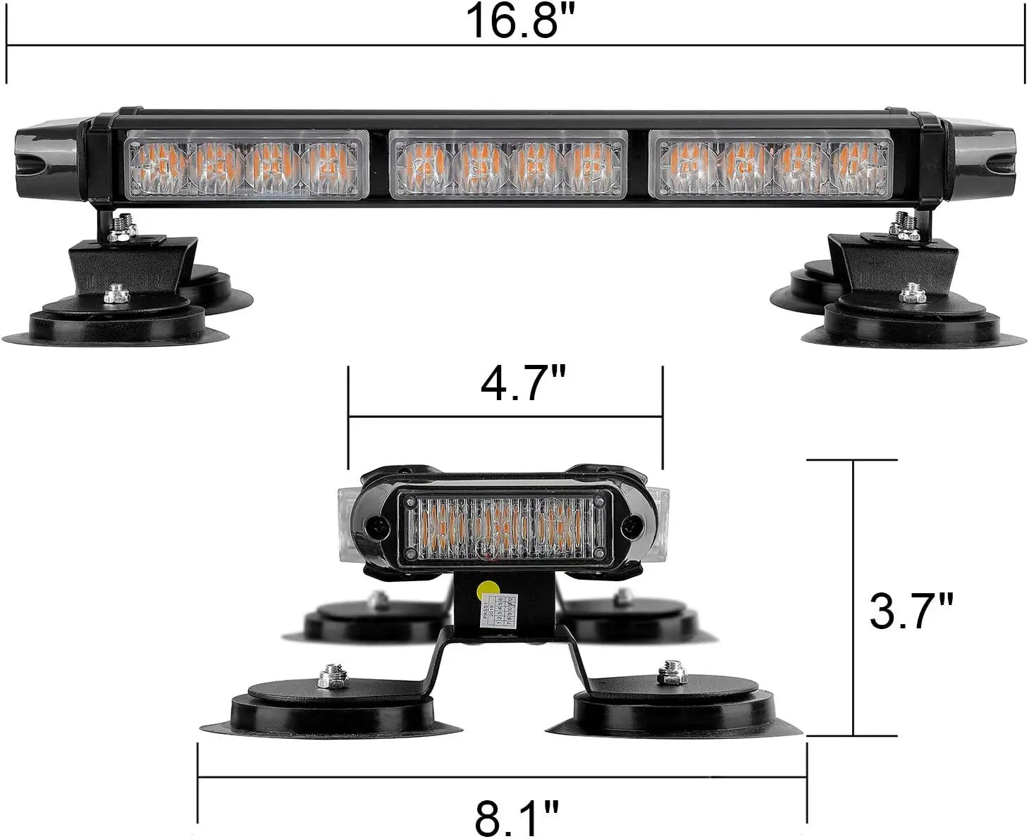16.8 Inch LED Light Bar High Intensity Emergency Hazard Warning Beacon 26 Flashing Modes Magnetic Base for Car-New Condition
