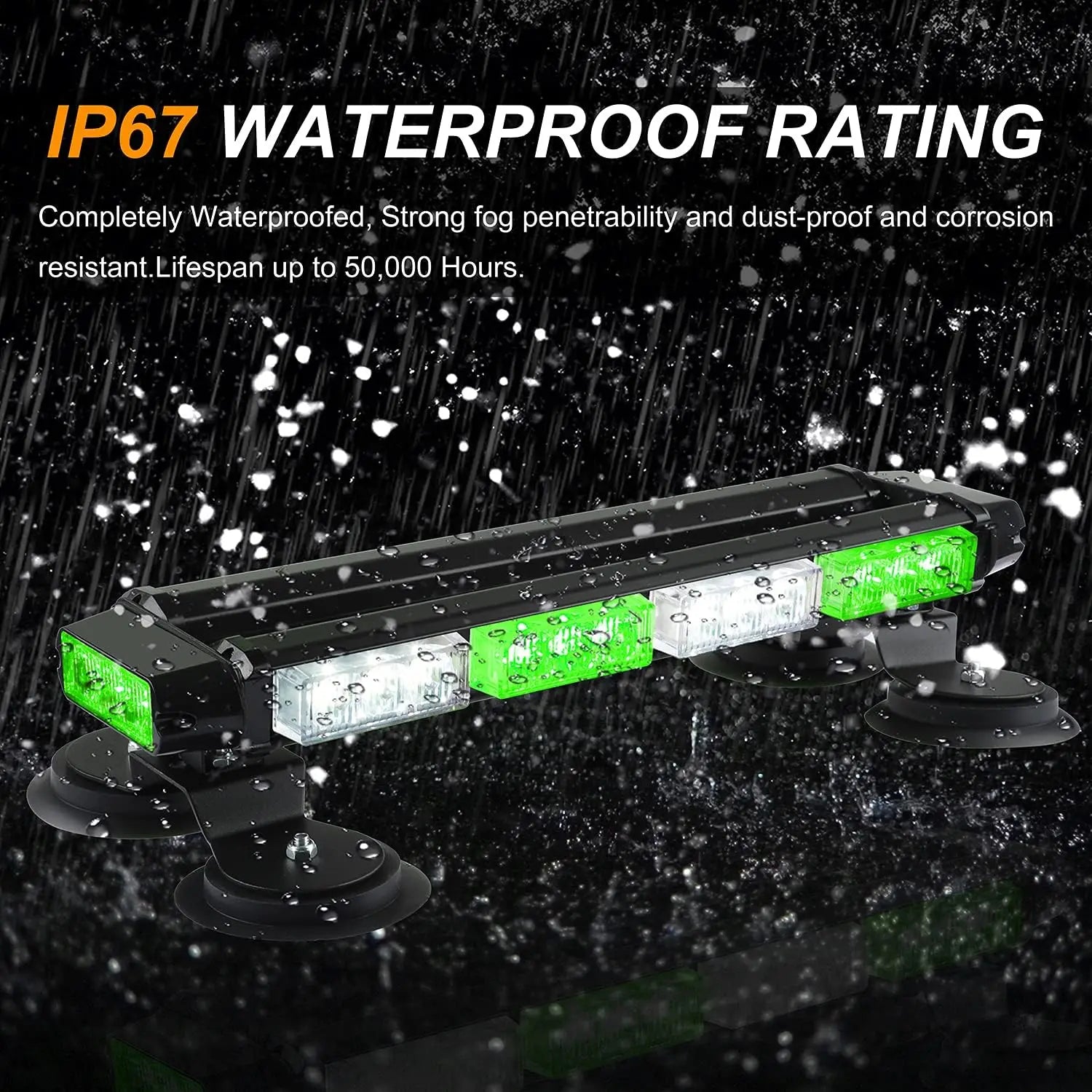 16.8 Inch LED Light Bar High Intensity Emergency Hazard Warning Beacon Lights 26 Flashing Modes Green White