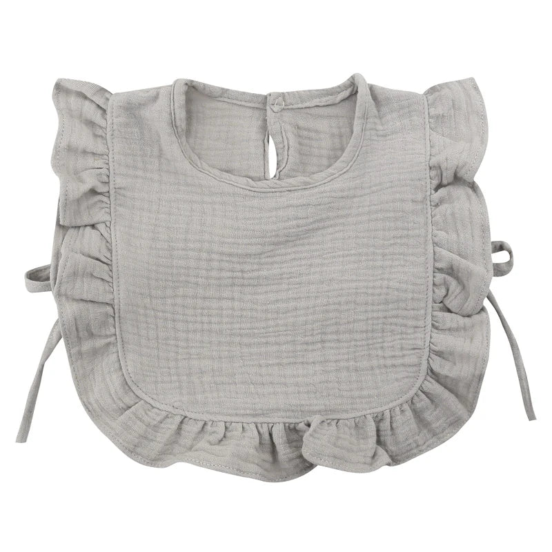 Baby Cotton Bib Crepe Ruffled Bib Saliva Towel Bandana Burp Cloth Girls Babies Accessories Newborn Slabber Absorbent Cloth  Bib