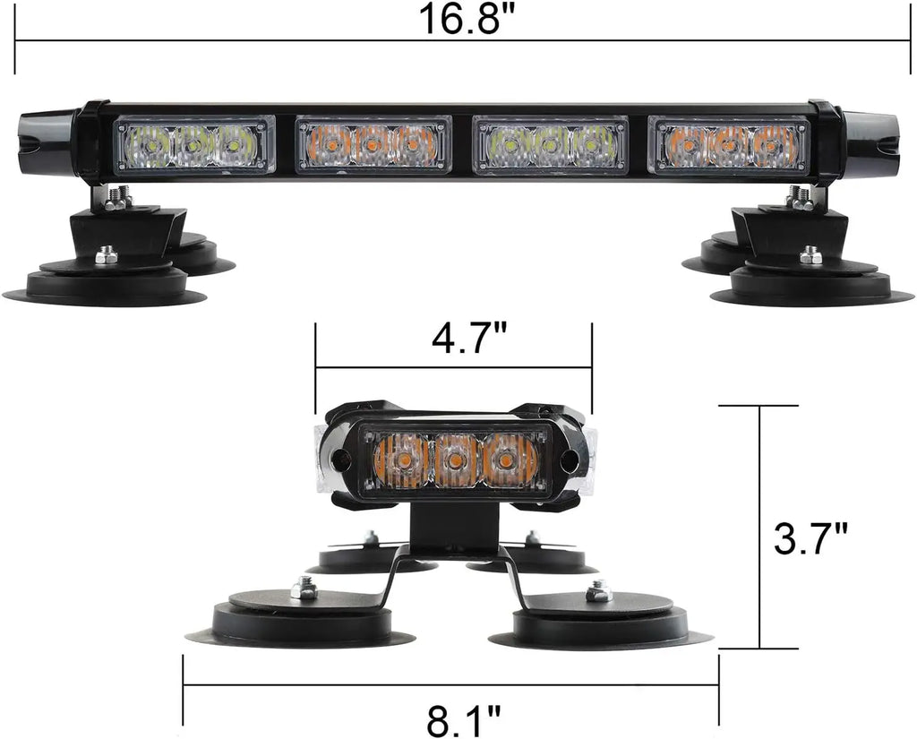 16.8 Inch LED Light Bar High Intensity Emergency Hazard Warning Beacon Lights 26 Flashing Modes Green White