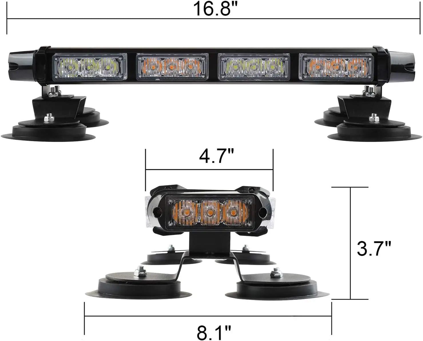 16.8 Inch LED Light Bar High Intensity Emergency Hazard Warning Beacon Lights 26 Flashing Modes Green White