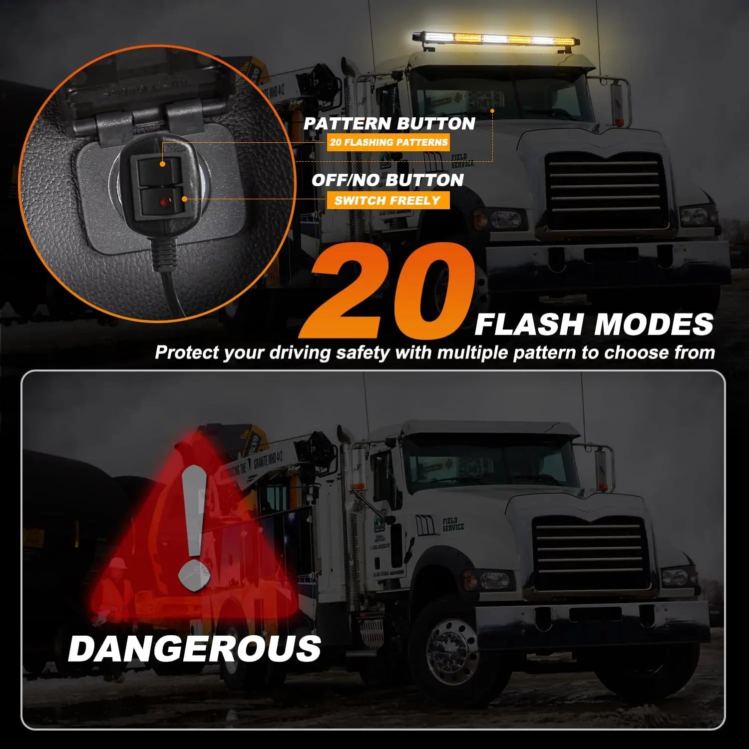 26inch 126 LED Emergency Rooftop Strobe Lights Bar Double Side Warning Hazard Snow Plow Flashing Light Traffic Light