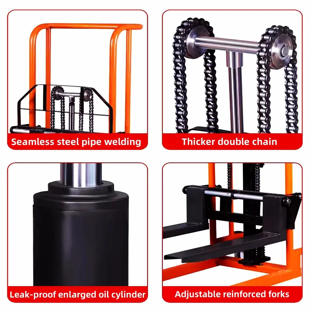 1.2m Micro Forklift Trolley 260kg Dynamic Stacker Car Hydraulic Pallet Driver Manual Wheelbarrow for Small Household Platform