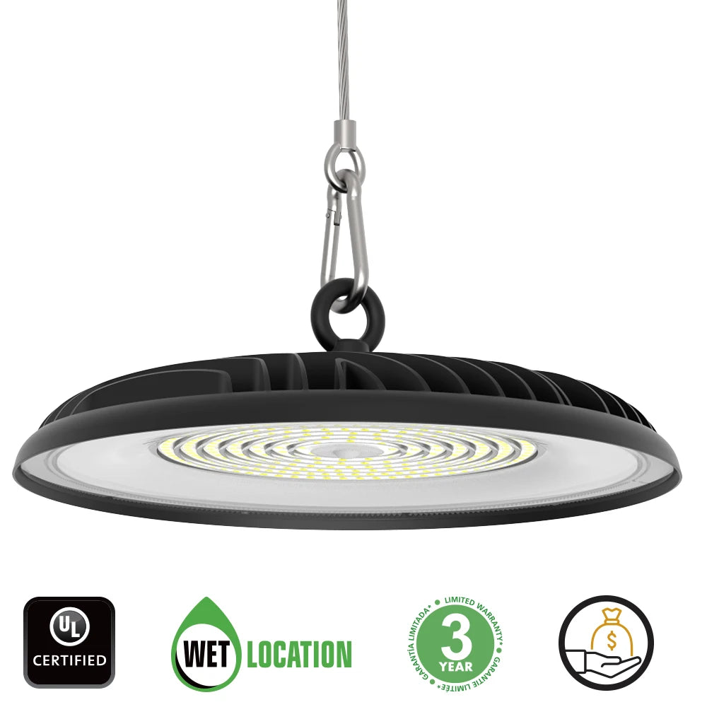 BBIER Stock in USA IP65 CUL ULlisted Multiple Power CCT Selection 150W-200W Warehouse UFO Led High Bay Light