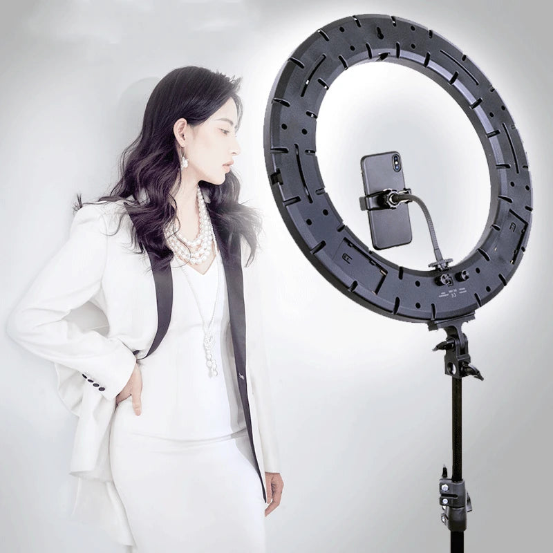 18-Inch Battery Compartment Dimmable Ring Light 45cm 3 Color for Selfie & Live Streaming Photographic Lighting