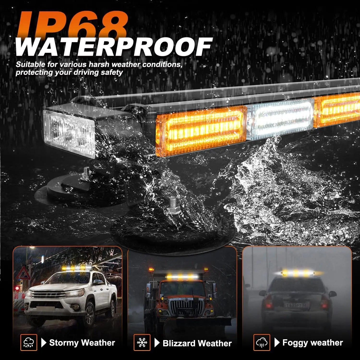 26inch 126 LED Emergency Rooftop Strobe Lights Bar Double Side Warning Hazard Snow Plow Flashing Light Traffic Light