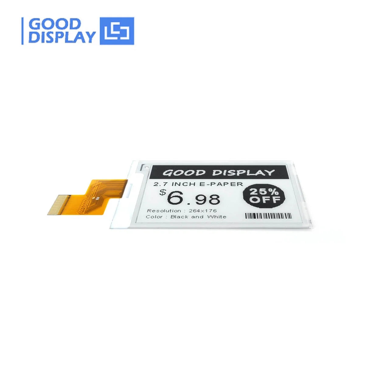 2.7 Inch 264x176 Electronic Eink Price Screen Tag Fast Refresh Epaper Display