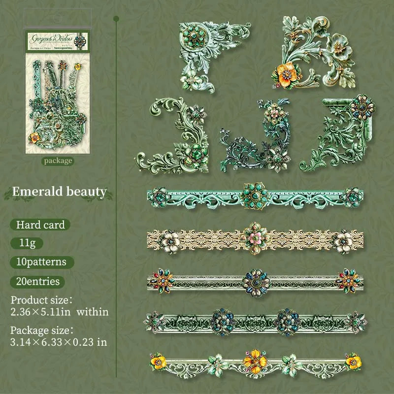 20 Sheets Per Pack of Stickers Glazed Window Series Baroque Style DIY Creative Handbook Material Stickers 6 Models