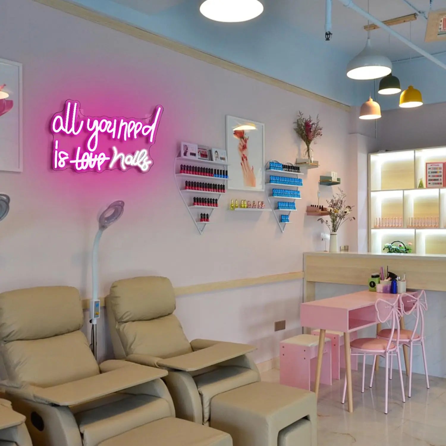 All You Need Is Nails Neon Sign for Wall Decor for Bedroom Home Bar Girls Room Beauty Shop Nails Room Gift for Girls