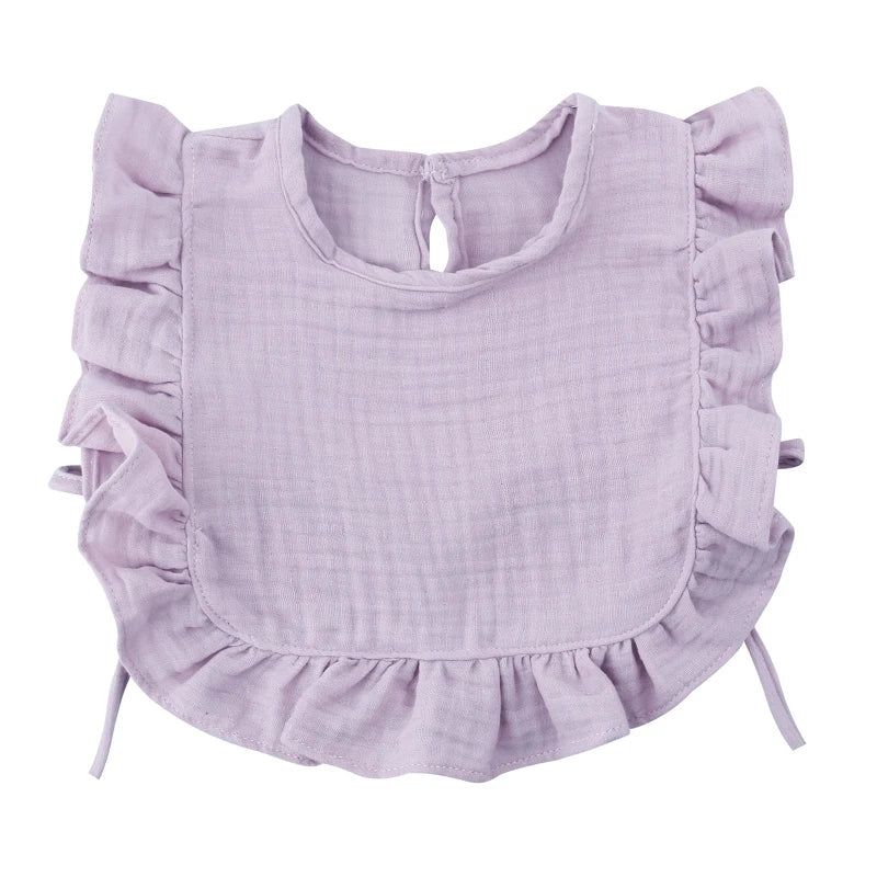 Baby Cotton Bib Crepe Ruffled Bib Saliva Towel Bandana Burp Cloth Girls Babies Accessories Newborn Slabber Absorbent Cloth  Bib