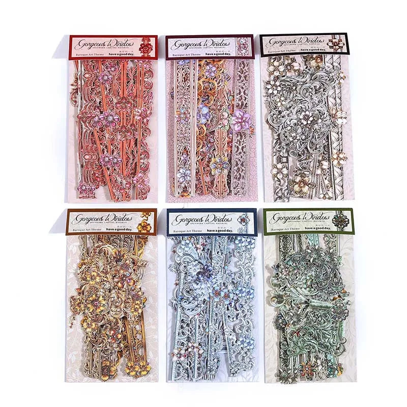 20 Sheets Per Pack of Stickers Glazed Window Series Baroque Style DIY Creative Handbook Material Stickers 6 Models