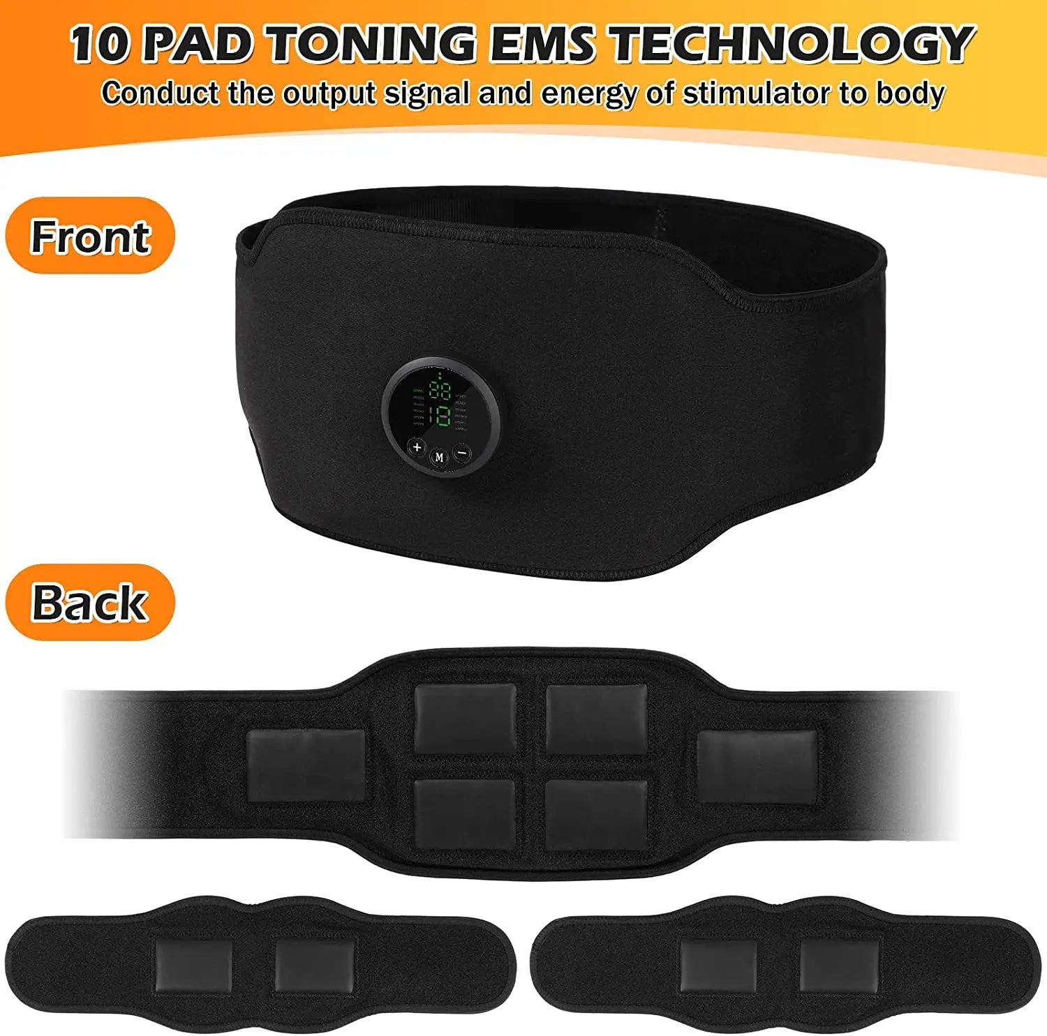 ABS Stimulator Belt Abdominal Toning Belt Portable EMS Muscle Stimulator Machine Home Office Fitness Workout Equipment