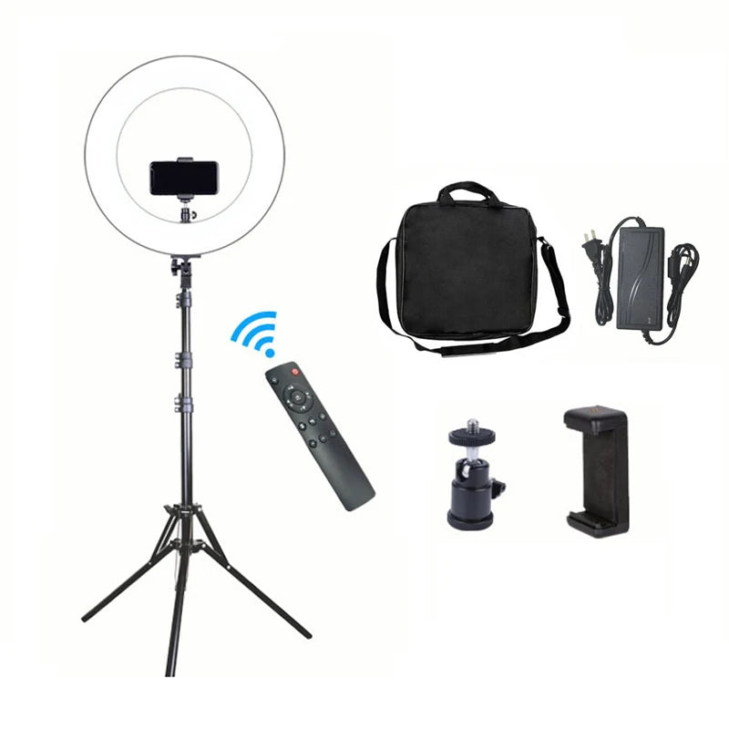 18-Inch Battery Compartment Dimmable Ring Light 45cm 3 Color for Selfie & Live Streaming Photographic Lighting