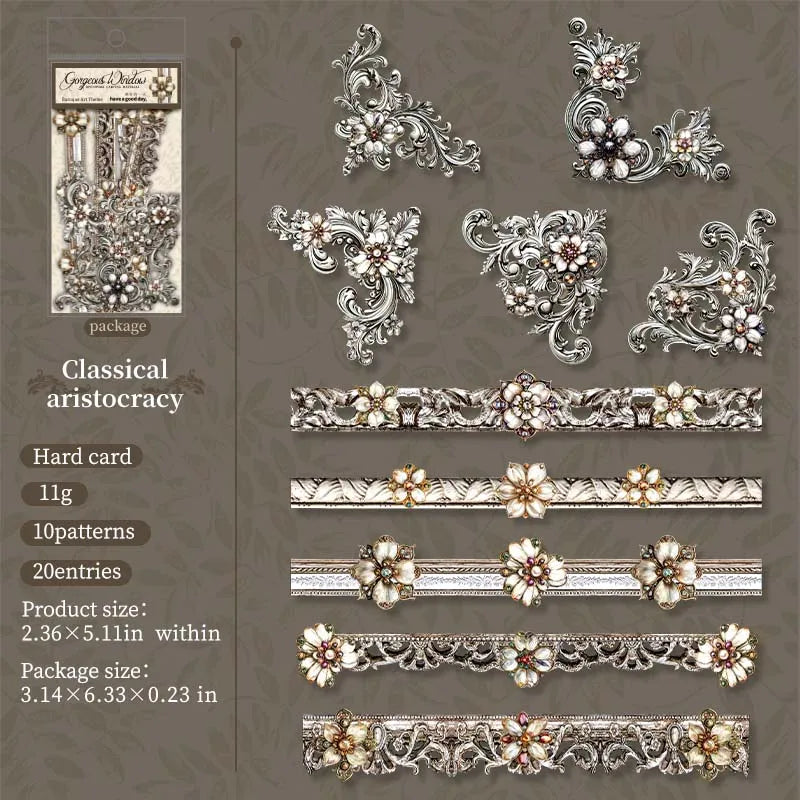 20 Sheets Per Pack of Stickers Glazed Window Series Baroque Style DIY Creative Handbook Material Stickers 6 Models