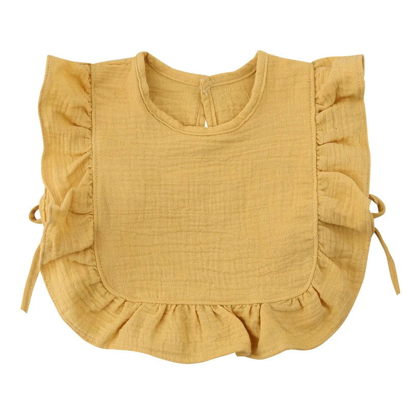 Baby Cotton Bib Crepe Ruffled Bib Saliva Towel Bandana Burp Cloth Girls Babies Accessories Newborn Slabber Absorbent Cloth  Bib