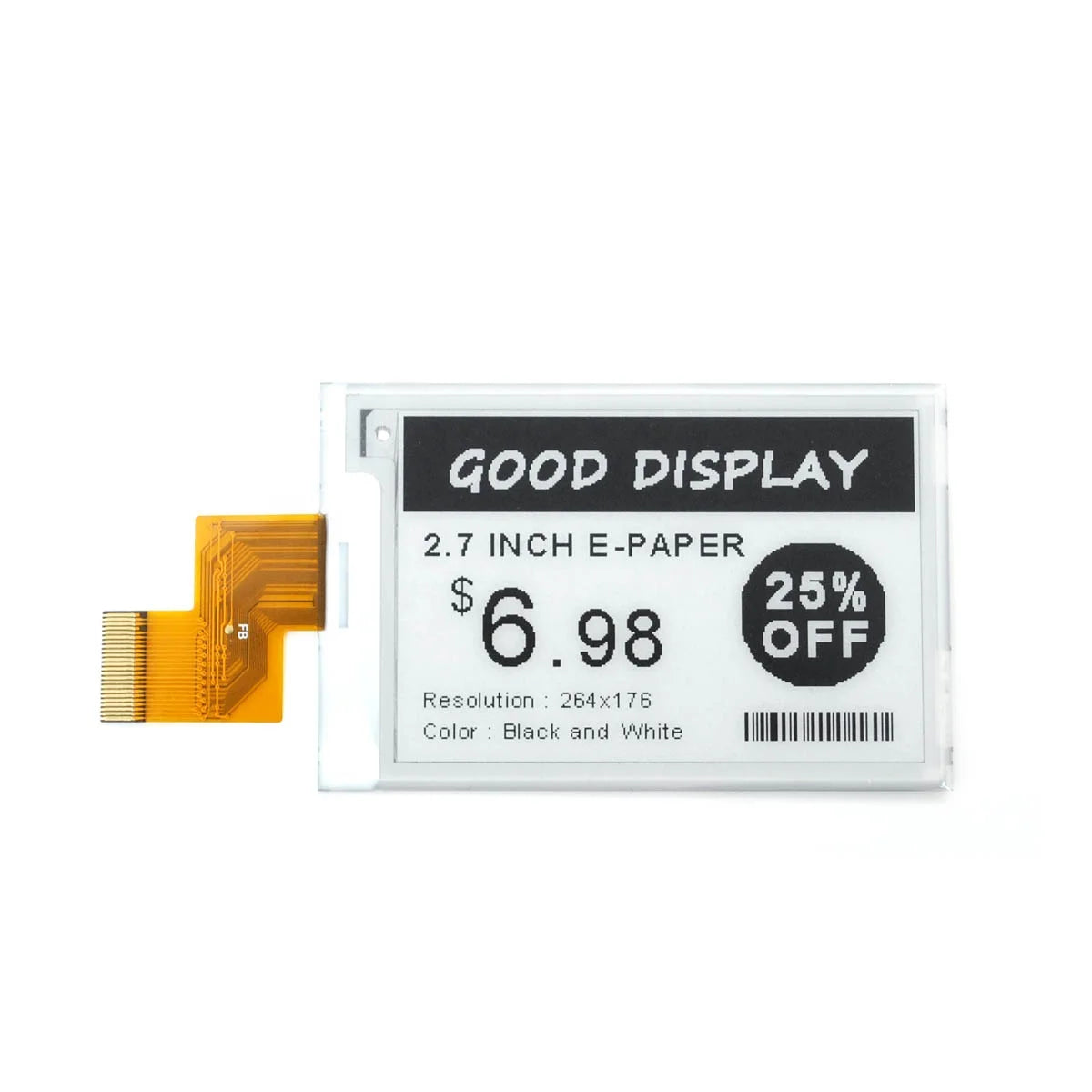 2.7 Inch 264x176 Electronic Eink Price Screen Tag Fast Refresh Epaper Display