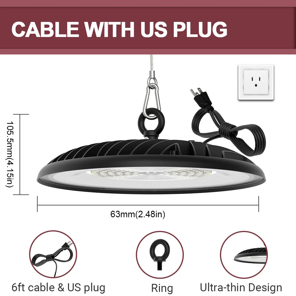 BBIER Stock in USA IP65 CUL ULlisted Multiple Power CCT Selection 150W-200W Warehouse UFO Led High Bay Light