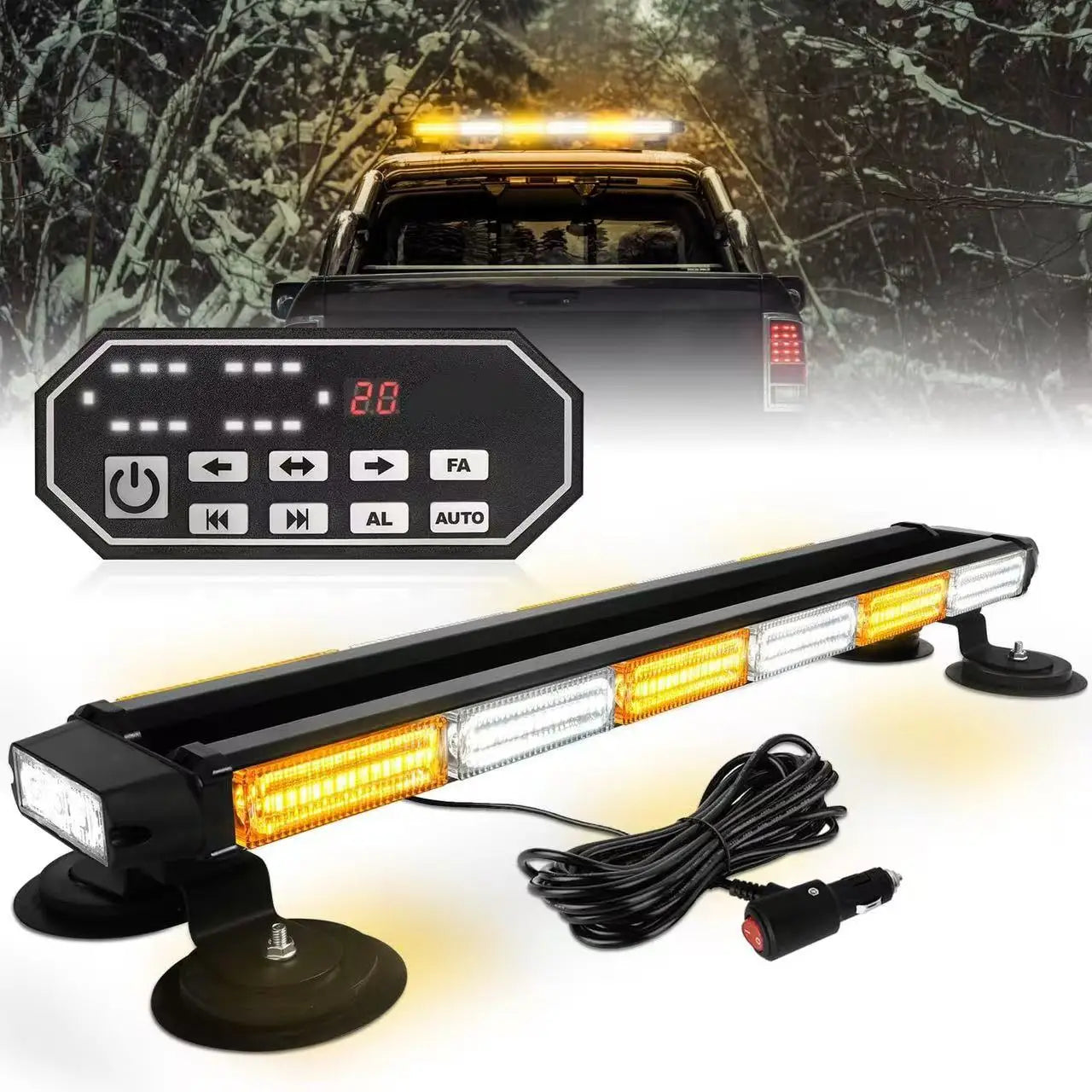 26inch 126 LED Emergency Rooftop Strobe Lights Bar Double Side Warning Hazard Snow Plow Flashing Light Traffic Light