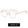 2023 New Ms 82036 Women's Cat Eye Glasses with Gradient Lens Fashionable Tempered Anti-Blue Light Optical Eyewear Metal Frame