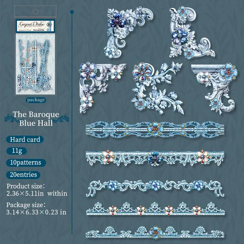 20 Sheets Per Pack of Stickers Glazed Window Series Baroque Style DIY Creative Handbook Material Stickers 6 Models