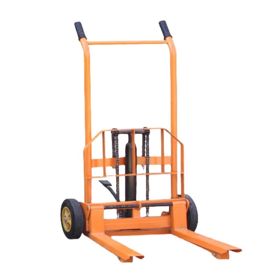 1.2m Micro Forklift Trolley 260kg Dynamic Stacker Car Hydraulic Pallet Driver Manual Wheelbarrow for Small Household Platform