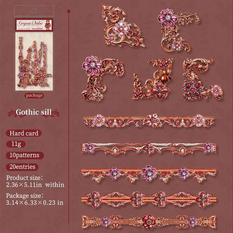 20 Sheets Per Pack of Stickers Glazed Window Series Baroque Style DIY Creative Handbook Material Stickers 6 Models