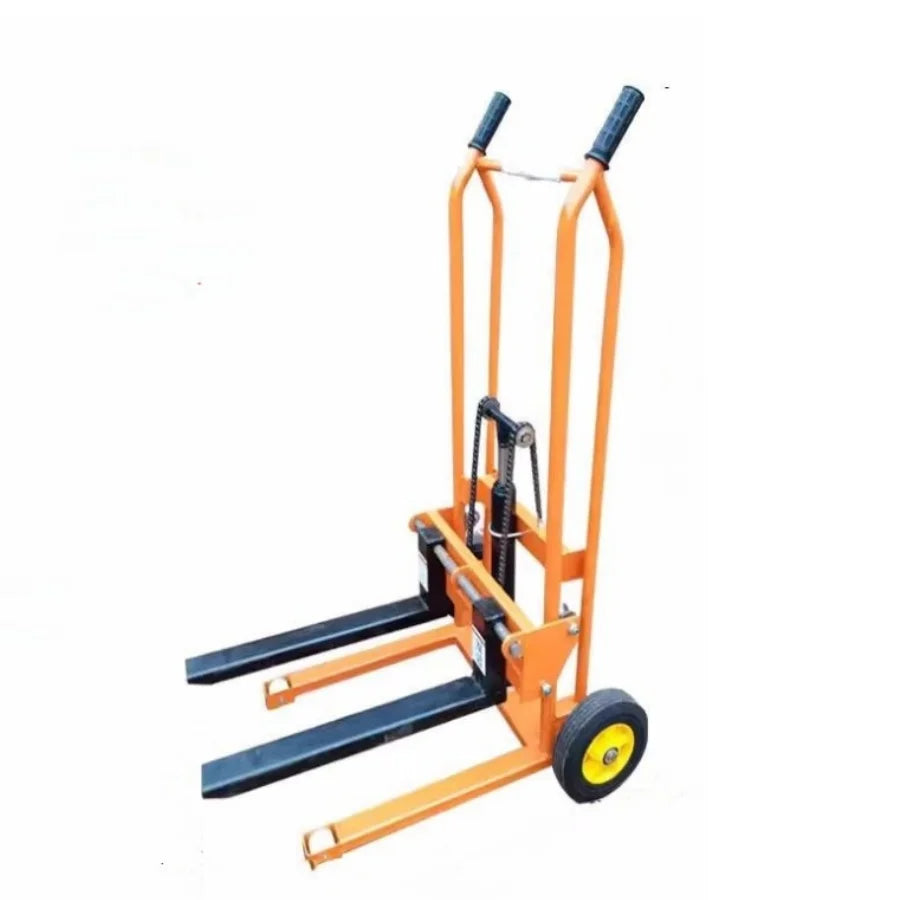 1.2m Micro Forklift Trolley 260kg Dynamic Stacker Car Hydraulic Pallet Driver Manual Wheelbarrow for Small Household Platform