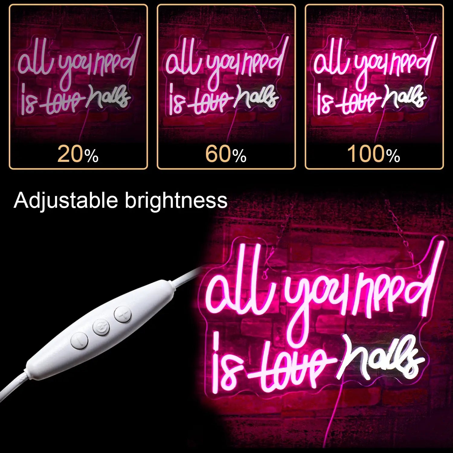 All You Need Is Nails Neon Sign for Wall Decor for Bedroom Home Bar Girls Room Beauty Shop Nails Room Gift for Girls