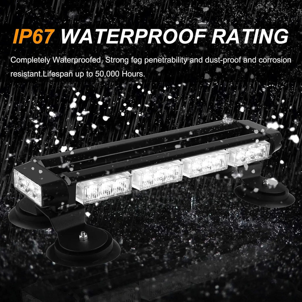 16.8 Inch LED Light Bar High Intensity Emergency Hazard Warning Beacon Lights 26 Flashing Modes Magnetic Base for Car