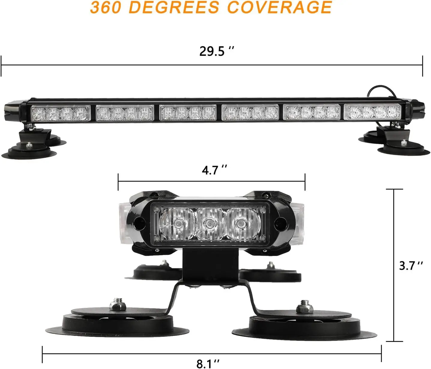 29.5Inch 54 LED Strobe Light Bar Double Side Flashing High Intensity for Emergency Warning Magnetic Base Safety Construction