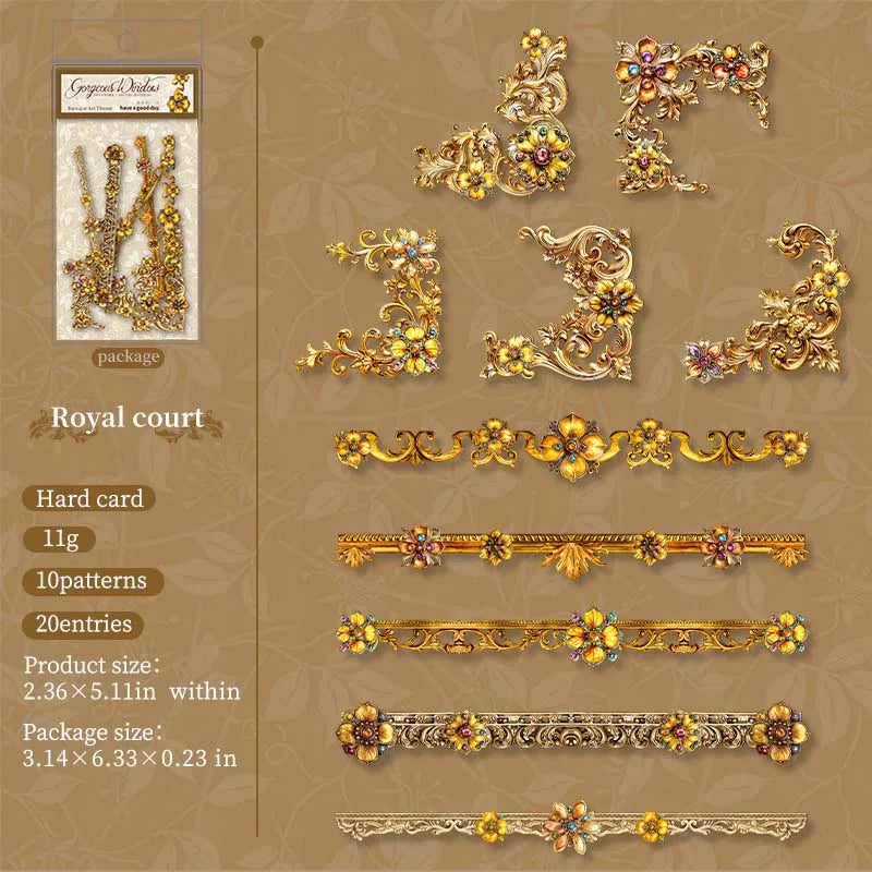 20 Sheets Per Pack of Stickers Glazed Window Series Baroque Style DIY Creative Handbook Material Stickers 6 Models