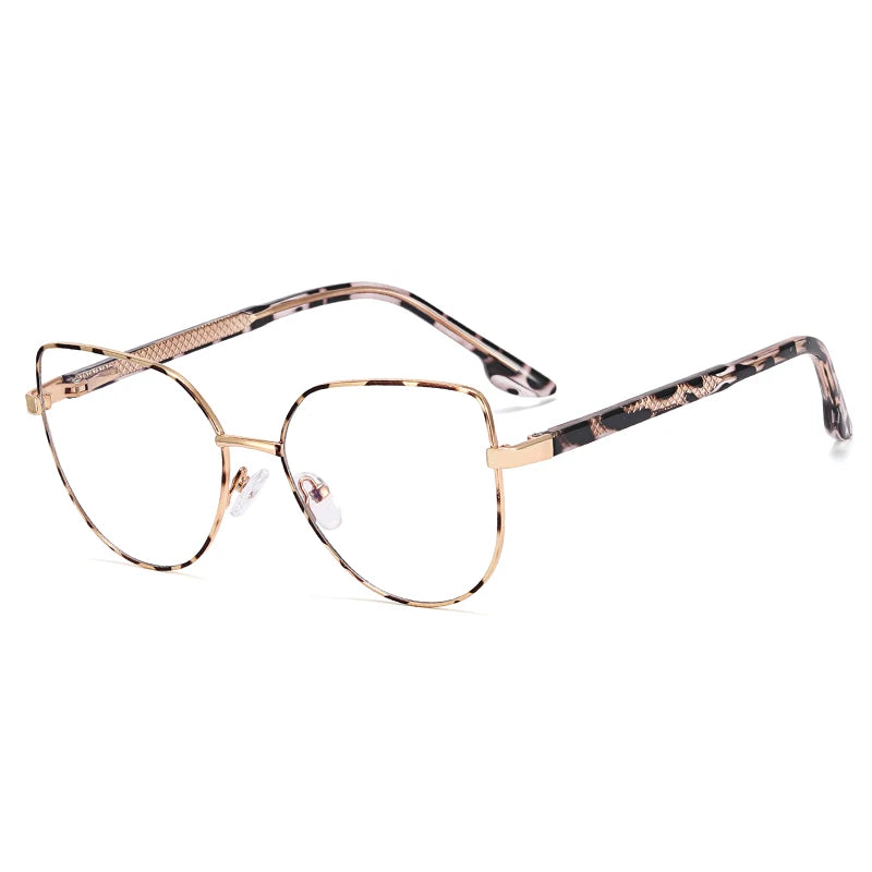 2023 New Ms 82036 Women's Cat Eye Glasses with Gradient Lens Fashionable Tempered Anti-Blue Light Optical Eyewear Metal Frame