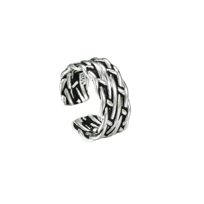 925 Sterling Silver Opening Ring Women Woven Retro Ring Personalized Versatile Ring 2022 New Trend Girl Favorite