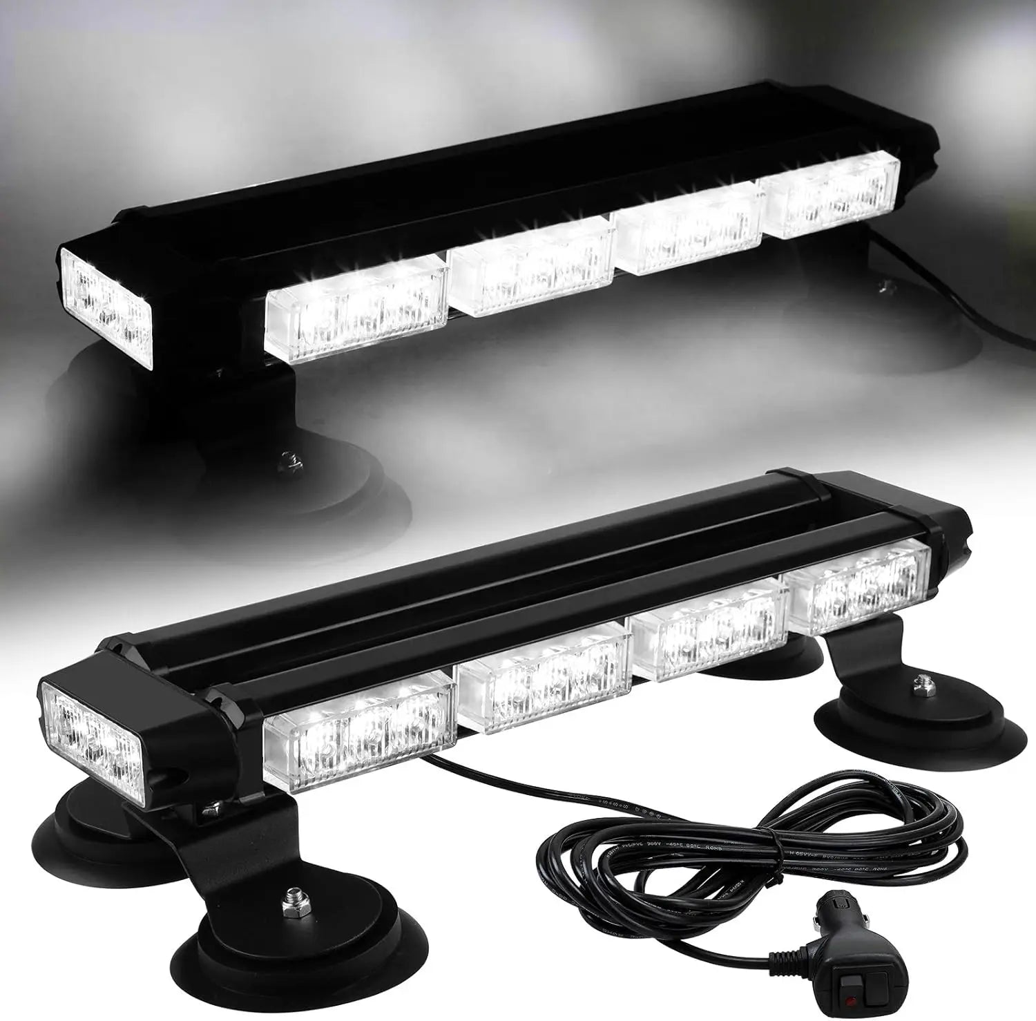 16.8 Inch LED Light Bar High Intensity Emergency Hazard Warning Beacon Lights 26 Flashing Modes Magnetic Base for Car
