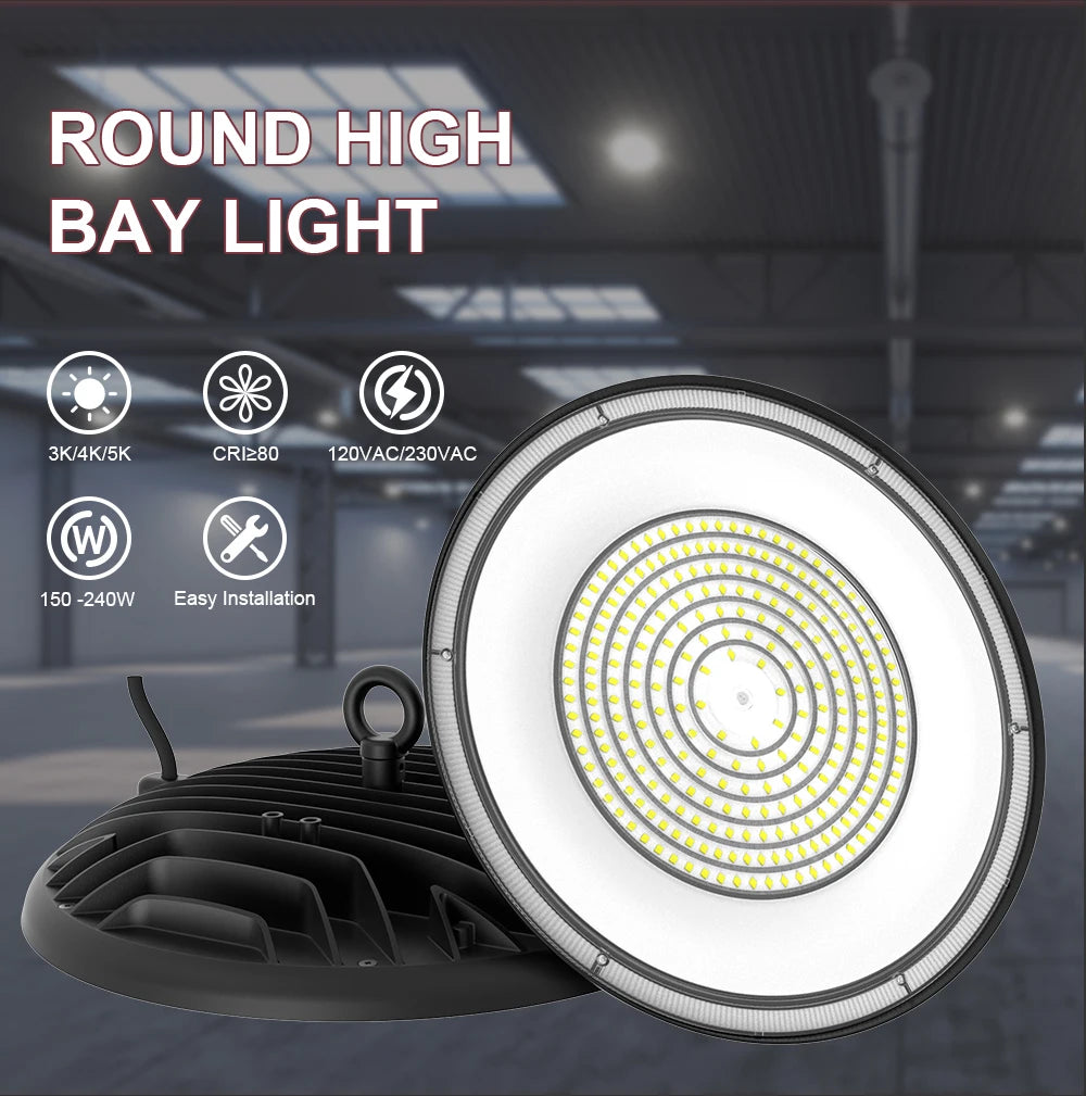 BBIER Stock in USA IP65 CUL ULlisted Multiple Power CCT Selection 150W-200W Warehouse UFO Led High Bay Light