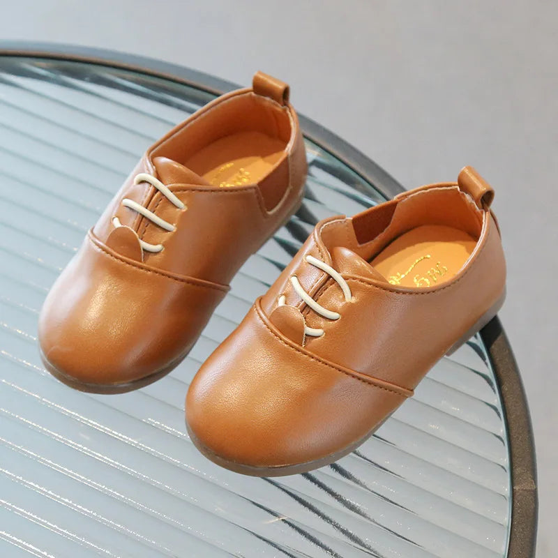 Children Casual Shoes White Dress Shoes Girls Boys Soft Bottom Black Brown Kids Leather Shoes Kid Slip on Leather Shoes