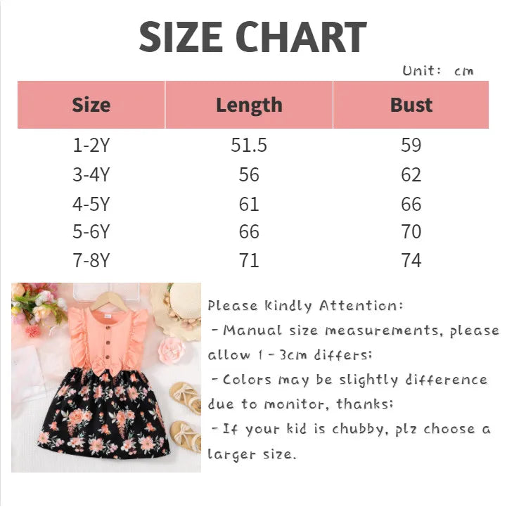 Toddler Girl Summer Casual Dress Sleeveless Floral Printing Dress with Bow Kids Girl Birthday Clothes for Child 1-8 Years