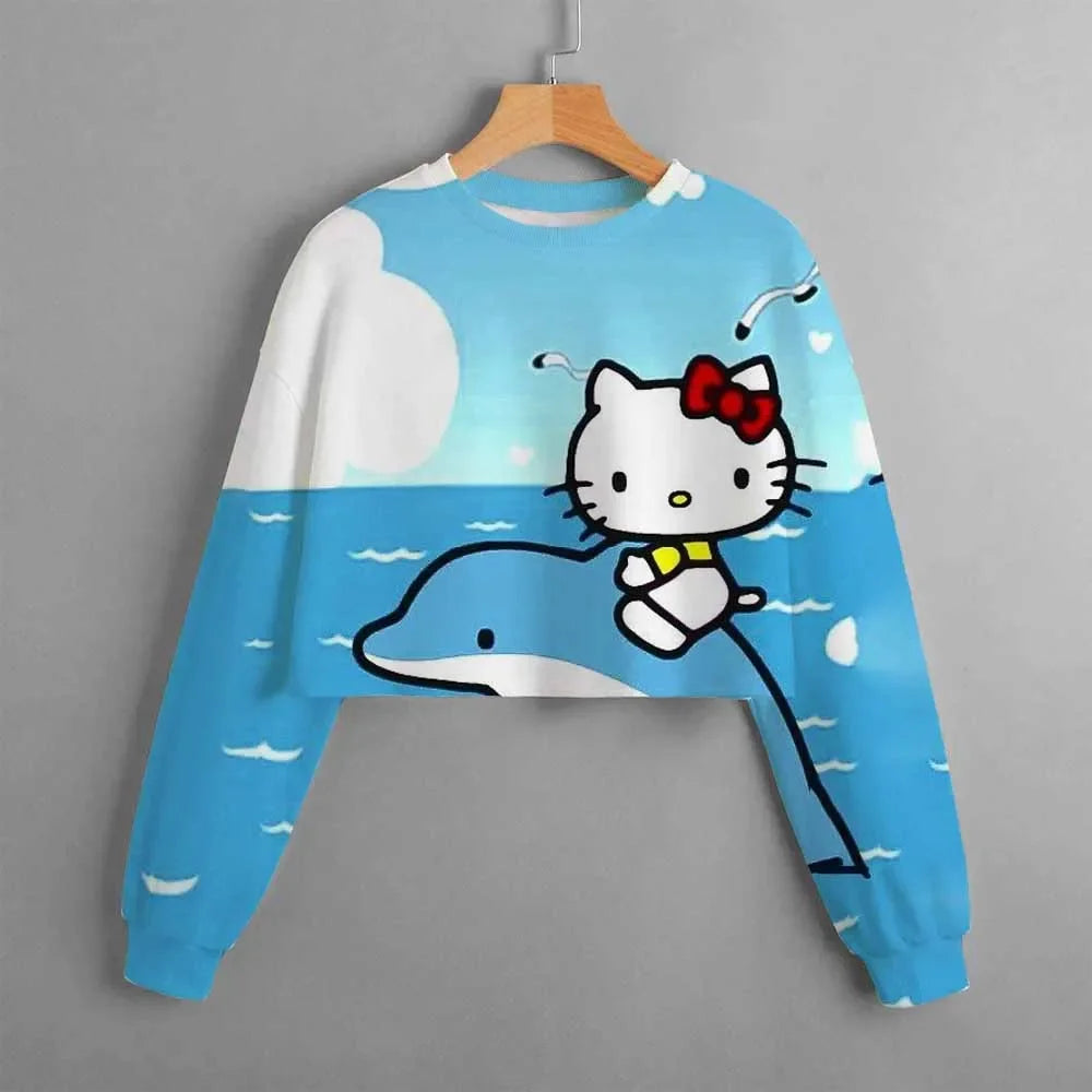 Kids Christmas New Kids Clothes Cartoon Hello Kitty Print Cute Birthday Party Costumes Girls Street Sports Hoodie Girls Tops