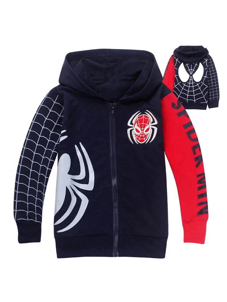 Kids Hoodies Sweatshirts Cartoon Spiderman Boys Outwear Zipper Hooded Clothes Fall 2025 New Spider man Children's Clothing