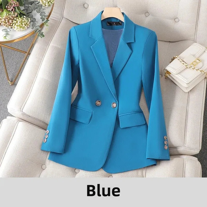 Coffe Brown Slim Fit Women's Suit Jacket Fashionable Commute Professional Style Autumn New Arrival Polyester Fiber Top