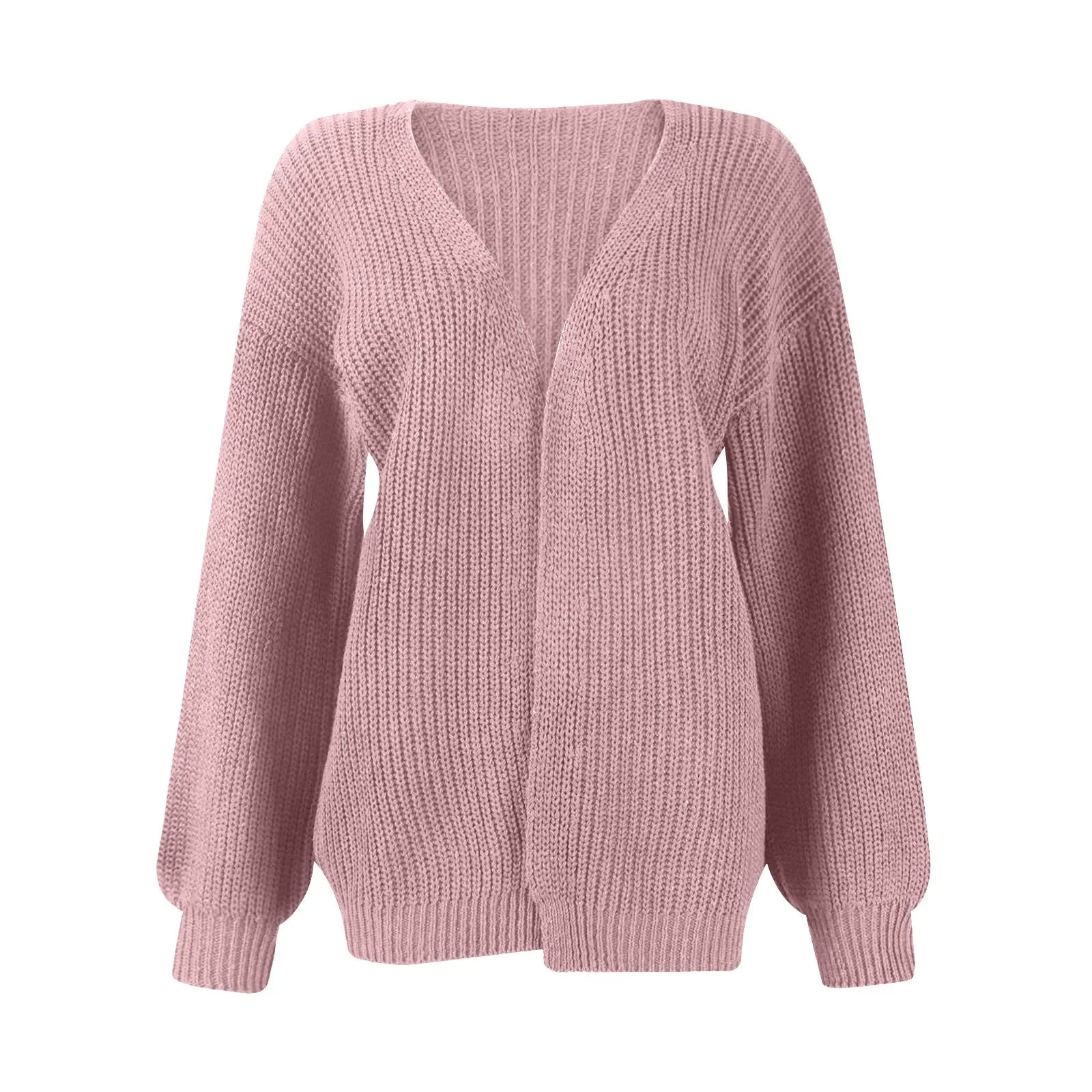 Autumn And Winter Women's Solid Color New Sleeve Coarse Wool Pocket Knitted Cardigan Sweater Sweater For Women S-2XL