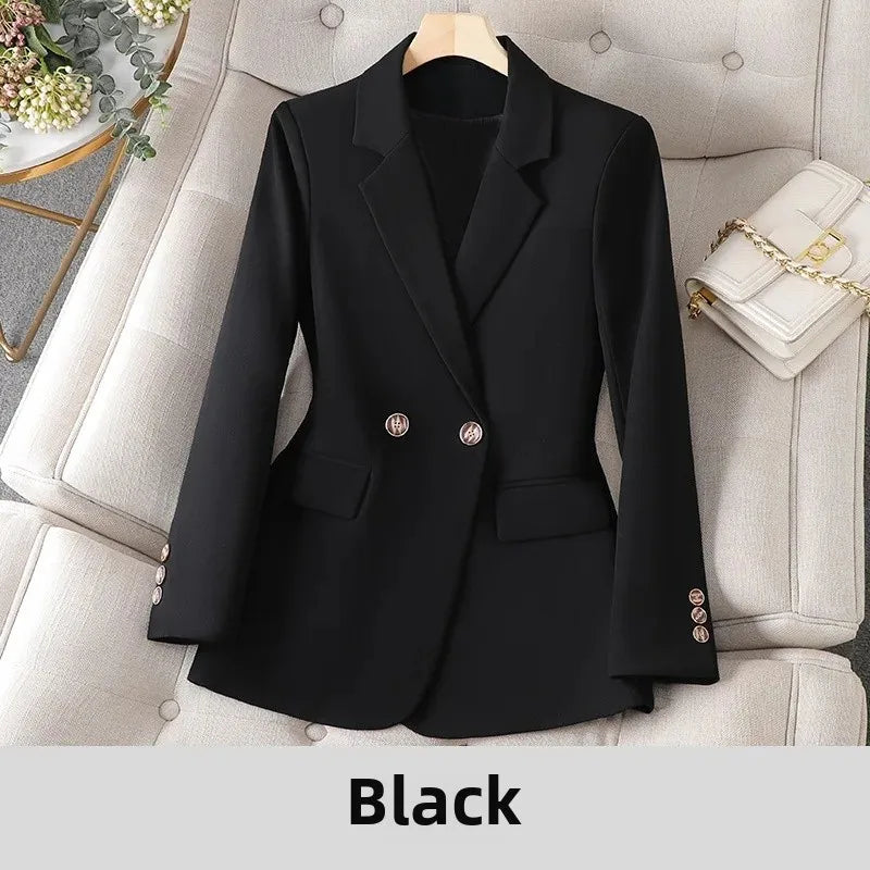 Coffe Brown Slim Fit Women's Suit Jacket Fashionable Commute Professional Style Autumn New Arrival Polyester Fiber Top