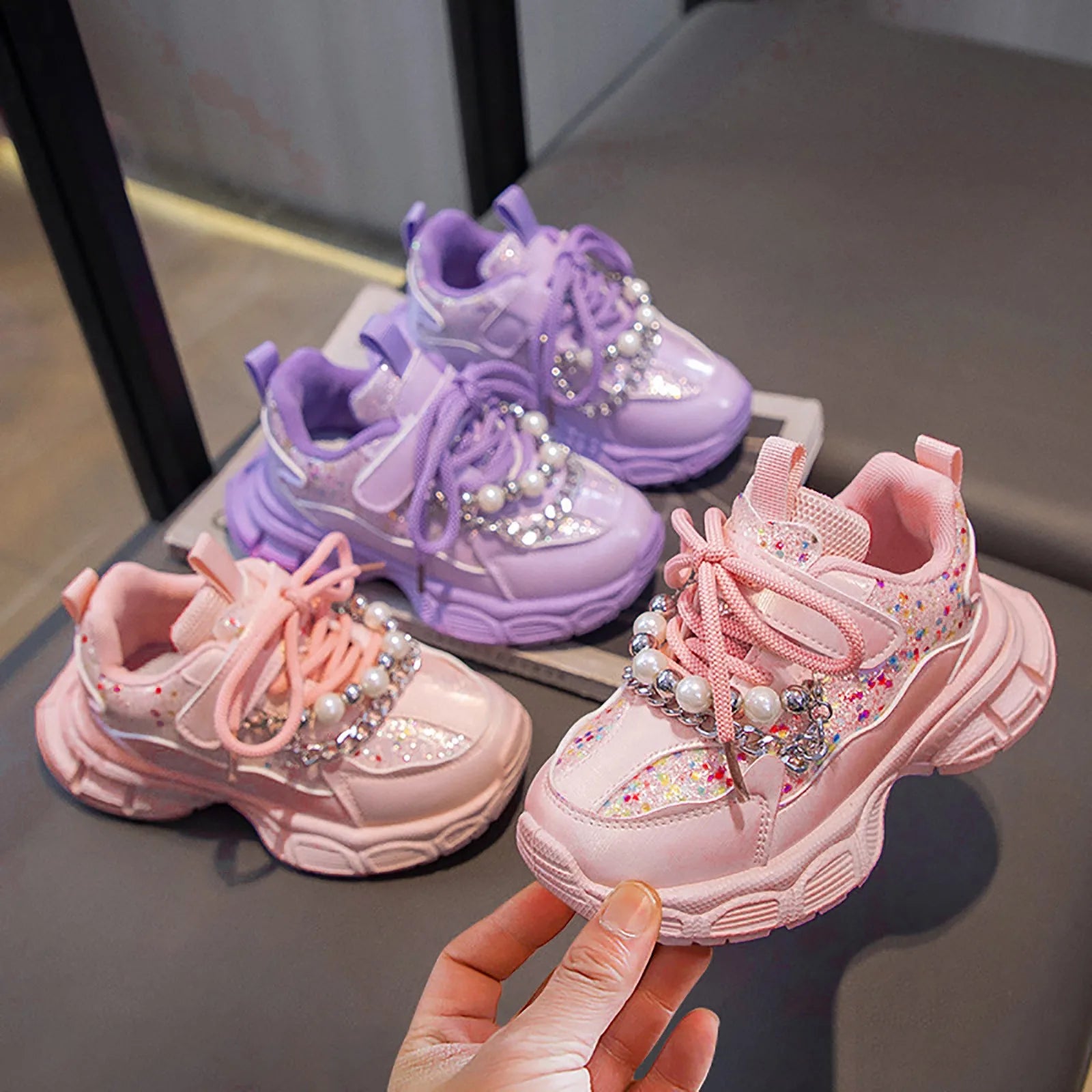Black And White Tennis Girls Shoes Fashion Mesh Lace Non Slip Breathable Kids Children Casual Running Shoes Zapatos NiñA