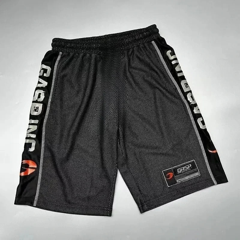 Quick Dry Men's Sport Shorts Loose Summer GASP Muscle Training Squat Fitness Five-Quarter Pants Breathable Moisture Wicking