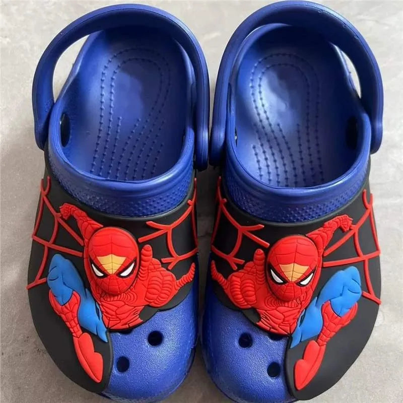 Spiderman Outdoor Beach Slippers Cartoon Anime Spider-Man Waterproof Sandals Casual Breathable Ankle-Wrap Eva Shoes for Kid Gift