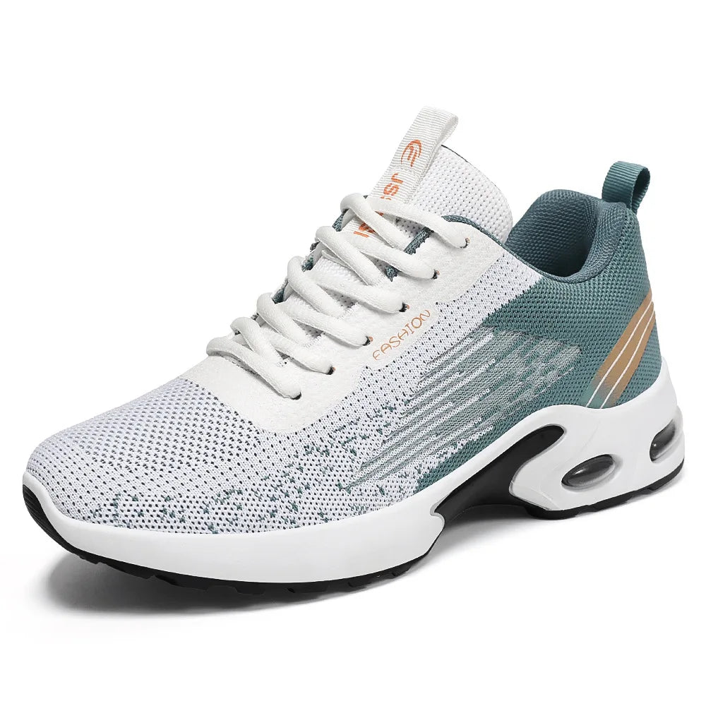 Men's Casual Running Shoes 2025 Spring Fashion Soft Sole Sports Sneakers Woven Upper Flying Stitch Design Comfortable Foot